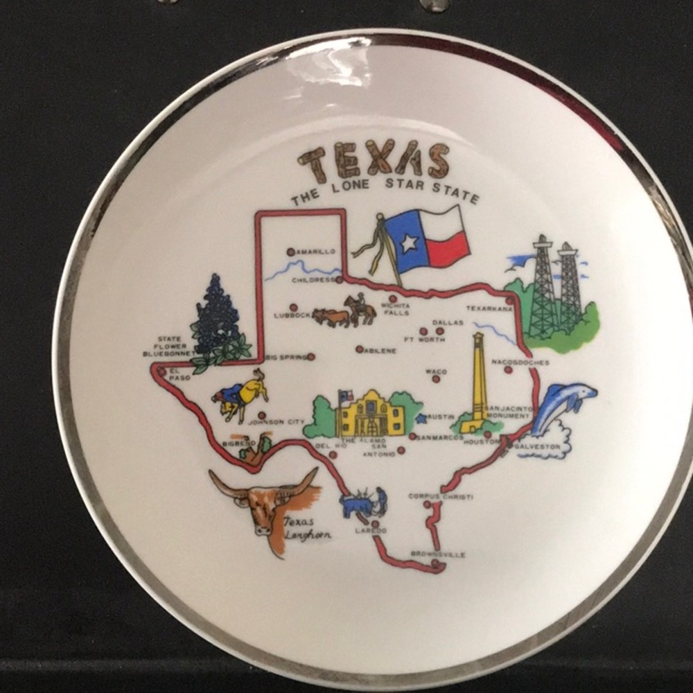 Vintage decorative TEXAS the Lonestar State wall hanging plate 7-in Decor